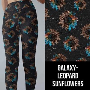 Custom leggings -  Beautiful Blue leopard sunflowers